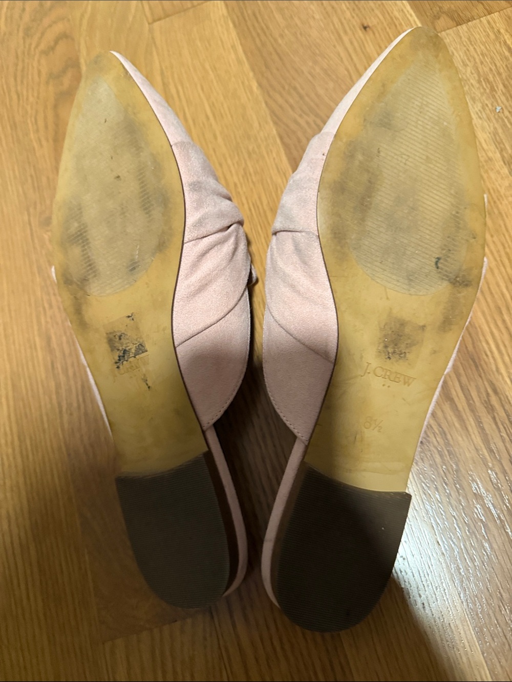J. Crew Blush Suede Knotted Pointed Toe Mules - Picture 3 of 4